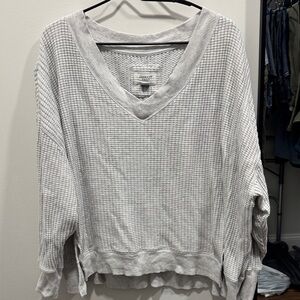 American Eagle Outfitters Gray V-Neck Sweater Medium - oversized